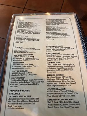 Menu photo 2 Frankie Farrels Orlando, FL