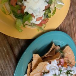 Taqueria Picaro - Fried fish taco and nachos with cheese sauce