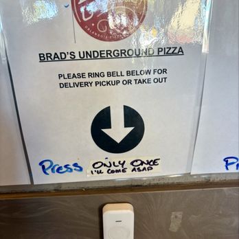 Brads Underground Pizzeria - The call button you press to pick up your order. - Pizza Near Me - Orlando, Florida Brads Underground Pizzeria - The call button you press to pick up your order. - Pizza Near Me - Orlando, Florida