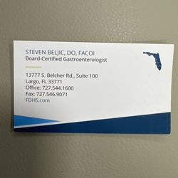 Florida Digestive Health Specialists - My doc's business card.