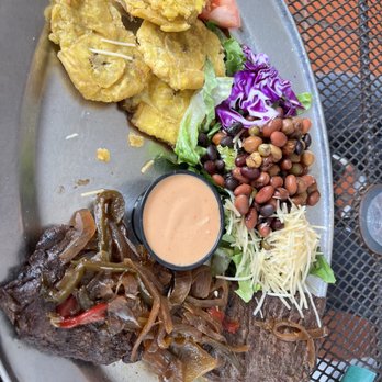 La Parrilla - Skirt steak with tostones - Latin American Near Me - Luquillo, Puerto Rico La Parrilla - Skirt steak with tostones - Latin American Near Me - Luquillo, Puerto Rico