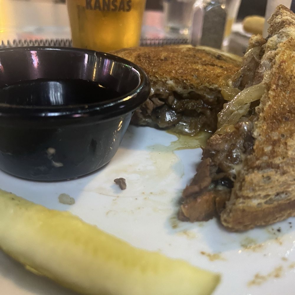 Thirsty's Brew Pub and Grill - Prime Rib melt on rye bread - American Near Me - Hays, Kansas Thirsty's Brew Pub and Grill - Prime Rib melt on rye bread - American Near Me - Hays, Kansas
