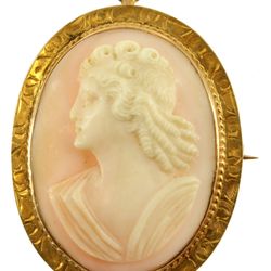 Ellis Antiques - Victorian Pink shell cameo in a gold setting