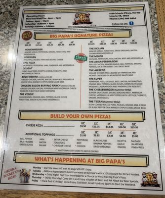 Menu photo 2 Big Papa's Schertz, TX Menu photo 2 Big Papa's Schertz, TX