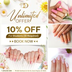 D'lux Nails - D'LUX NAILS LLC - UNLIMITED OFFER
10% OFF for Students!