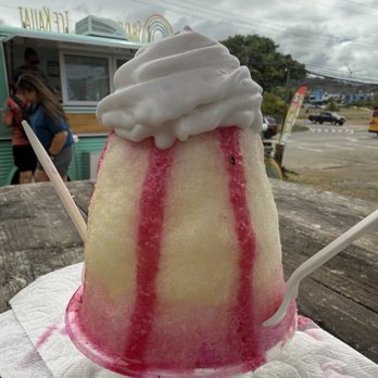 Rainbow Shave Ice Kauai - The coconut foam on top is heavenly! - Shaved Ice Near Me - Lihue, Hawaii