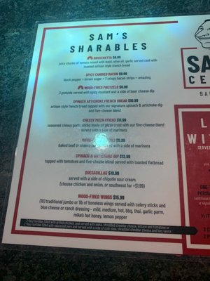 Menu photo 2 Sam's Cellar Bar and Oven Neosho, MO Menu photo 2 Sam's Cellar Bar and Oven Neosho, MO
