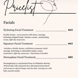 Sosa Skin - Price list facial services