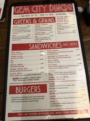 Menu photo 2 Gem City Dinor Erie, PA
