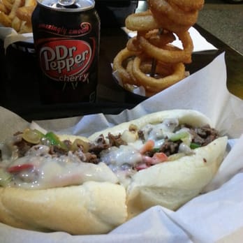 PJ's Steaks - Pepper cheese steak with provolone and onion rings - American Near Me - West End, QLD