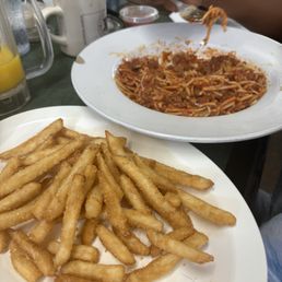 Spaghetti and French Home Fries Spaghetti and French Home Fries