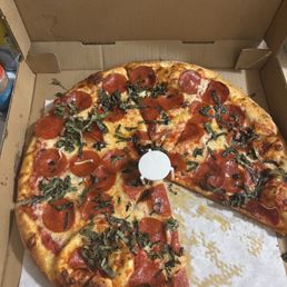Medium pepperoni and basil pizza Medium pepperoni and basil pizza