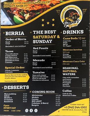 Menu photo 2 Tijuana’s Birria Grants Pass, OR