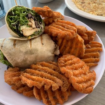 Station 34 - Southwest chicken wrap, sweet potato fries. - Sports Bars Near Me - Mount Prospect, Illinois Station 34 - Southwest chicken wrap, sweet potato fries. - Sports Bars Near Me - Mount Prospect, Illinois