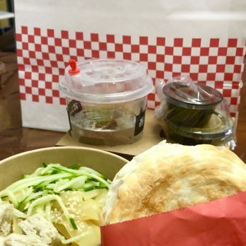 Bingz Crispy Burger - Combo A3 (Signature Bingz Crispy Burger, Liangpi Noodles with Sesame Sauce, drink) - Burgers Near Me - Markham, Ontario Bingz Crispy Burger - Combo A3 (Signature Bingz Crispy Burger, Liangpi Noodles with Sesame Sauce, drink) - Burgers Near Me - Markham, Ontario