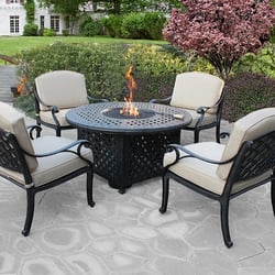 Dot Patio and Home Limited - The Weave 48" cast aluminum patio firepit table is a great way to extend your time outdoor and create the perfect ambience