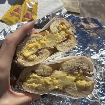Bubbe's Fine Bagels - Egg + Pastrami on Onion Bagel - Bagels Near Me - Tucson, Arizona
