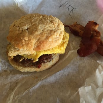 Goodfriend Package - Sausage biscuit with a side of bacon. - American Near Me - Dallas, Texas Goodfriend Package - Sausage biscuit with a side of bacon. - American Near Me - Dallas, Texas
