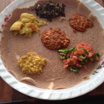 Mesob Cafe - Platter of sides before the main course - Ethiopian Near Me - Virginia Beach, Virginia