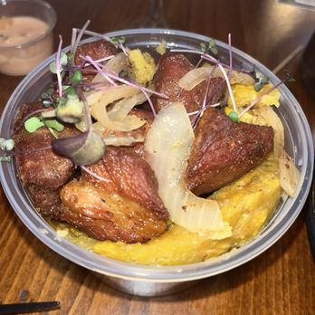 Raices Urbano - Carne Fritas encebollada y mofongo - Caribbean Near Me - San Juan, Puerto Rico Raices Urbano - Carne Fritas encebollada y mofongo - Caribbean Near Me - San Juan, Puerto Rico