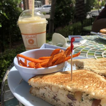 Rachel's Kitchen - Rachel's Chicken Salad Sandwich, Side of Sweet Potato Fries, Hawaiian Bliss Smoothie - Breakfast & Brunch Near Me - Henderson, Nevada Rachel's Kitchen - Rachel's Chicken Salad Sandwich, Side of Sweet Potato Fries, Hawaiian Bliss Smoothie - Breakfast & Brunch Near Me - Henderson, Nevada