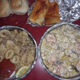 Fried Calamari + Tortellini Della Nonna + 2 Rolls + 2 Focaccia! Fried Calamari + Tortellini Della Nonna + 2 Rolls + 2 Focaccia!