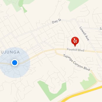 Vinpearl Spa - Red pin is where Yelp shows address. Blue dot is where salon is. - Nail Salons Near Me - Tujunga, California