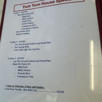 Yum Yum Pho - Combo menu - Vietnamese Near Me - Aiea, Hawaii
