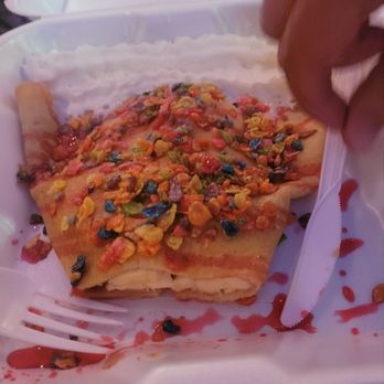 Gazebo Gardens - Pb and banana crepe, topped with strawberry drizzle, fruity pebbles and whip cream - Nurseries & Gardening Near Me - Fresno, California Gazebo Gardens - Pb and banana crepe, topped with strawberry drizzle, fruity pebbles and whip cream - Nurseries & Gardening Near Me - Fresno, California