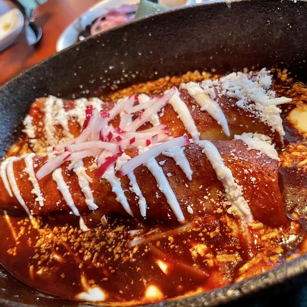 El Vez - Red Chile and Chicken Enchiladas - Mexican Near Me - Philadelphia, Pennsylvania El Vez - Red Chile and Chicken Enchiladas - Mexican Near Me - Philadelphia, Pennsylvania
