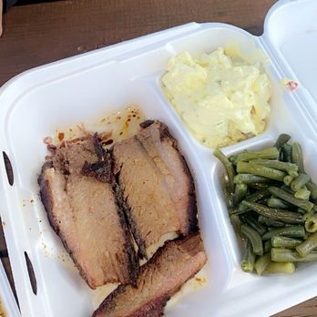 Sims Smoked Barbecue & Seafood - Smoked Beef Brisket Dinner Green Beans Potato Salad - Barbeque Near Me - Seffner, Florida Sims Smoked Barbecue & Seafood - Smoked Beef Brisket Dinner Green Beans Potato Salad - Barbeque Near Me - Seffner, Florida