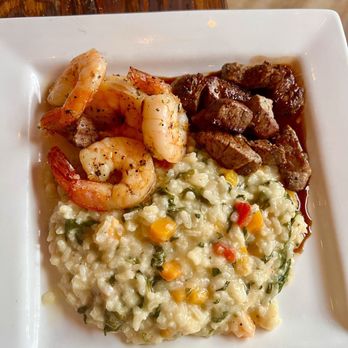 Dockside Market & Grill - Beef Tips and Shrimp with Vegetable Risotto - Seafood Near Me - Flemington, New Jersey Dockside Market & Grill - Beef Tips and Shrimp with Vegetable Risotto - Seafood Near Me - Flemington, New Jersey