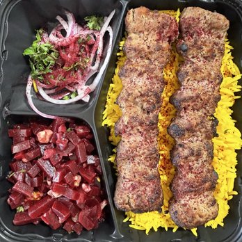 Modern Kabob - Ground beef kabob plate with side of beet salad - Mediterranean Near Me - San Diego, California