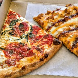 Pino’s Pizza - 10-3-25. Margarita slice and an "everything chicken" slice. Surprisingly good.