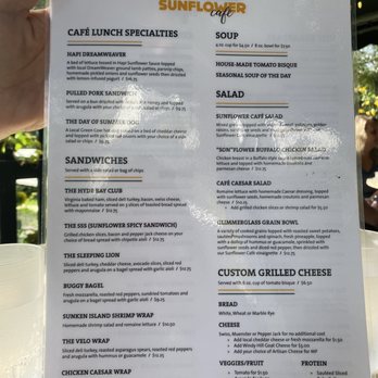 Sunflower Cafe - the menu for the sunflower cafe - Cafes Near Me - Cooperstown, New York Sunflower Cafe - the menu for the sunflower cafe - Cafes Near Me - Cooperstown, New York
