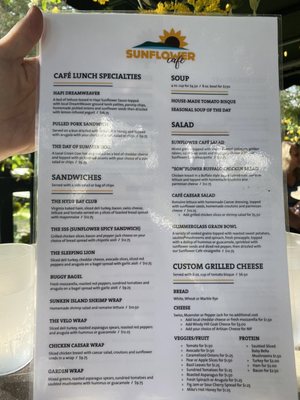 Menu photo 1 Sunflower Cafe Cooperstown, NY