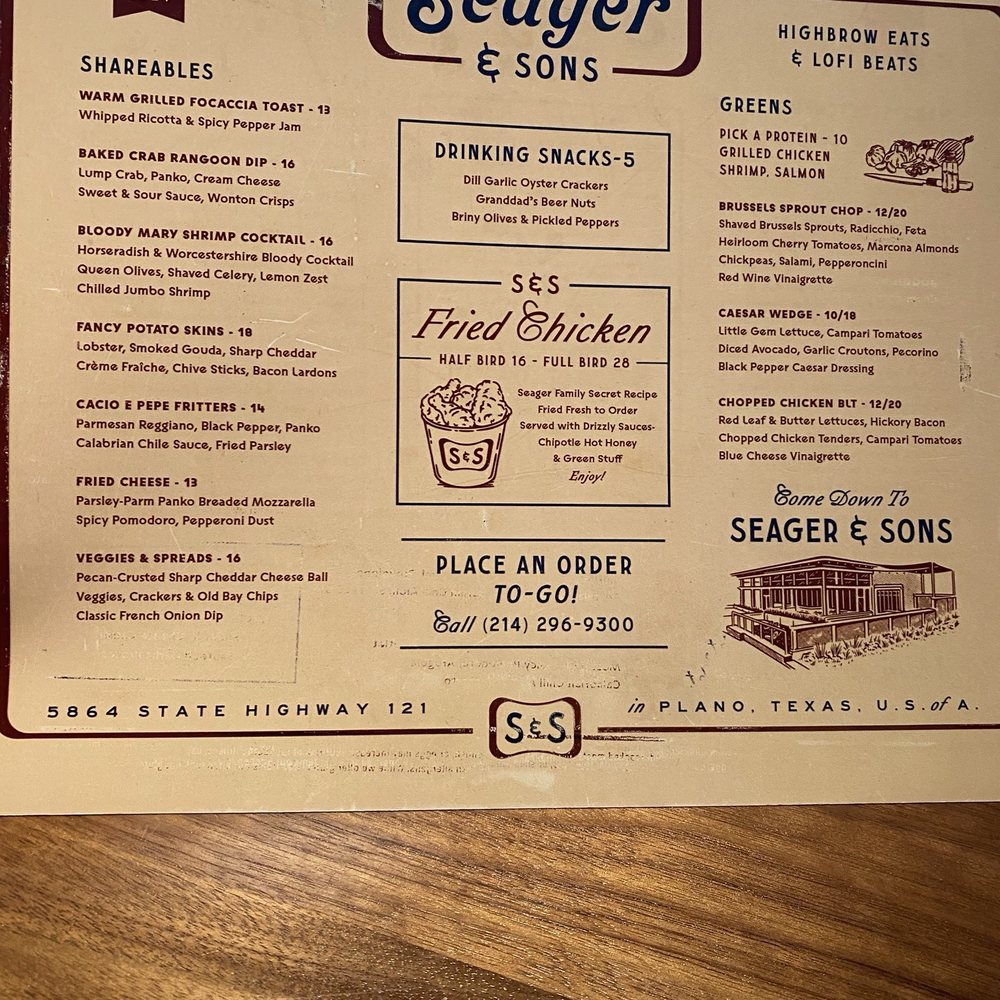 Seager & Sons - Menu - Pizza Near Me - Plano, Texas Seager & Sons - Menu - Pizza Near Me - Plano, Texas