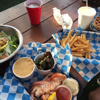 Porch - Caesar salad, grilled Shrimp 1/2 Lb, pimento grits, Brussels, fries, WAFFLE - Southern Near Me - Saint Simons Island, Georgia Porch - Caesar salad, grilled Shrimp 1/2 Lb, pimento grits, Brussels, fries, WAFFLE - Southern Near Me - Saint Simons Island, Georgia