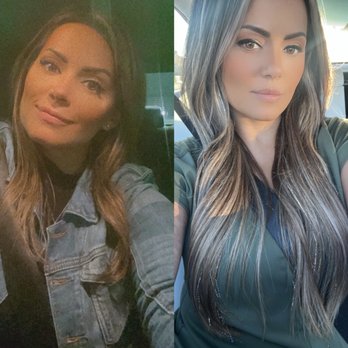 Hairapy by Bri - Before (left) after 2 rows of extensions (right) - Hair Extensions Near Me - Rancho Cucamonga, California