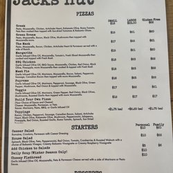 Pizza menu