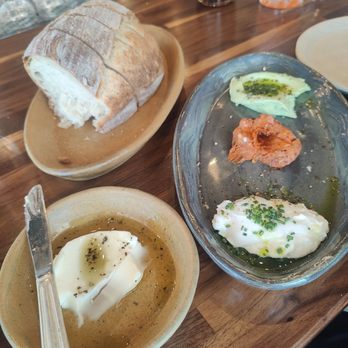 Esther's Kitchen - What they are known for is there sourdough bread and these are the three spreads that we ask along with it - Italian Near Me - Las Vegas, Nevada