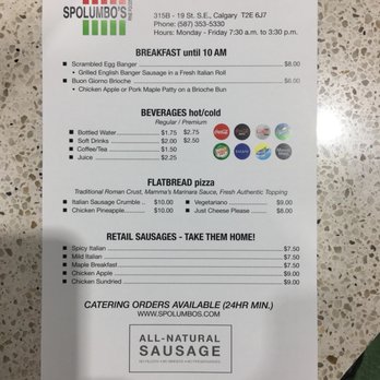 Spolumbo's - a menu for a restaurant - Delis Near Me - Calgary, Alberta Spolumbo's - a menu for a restaurant - Delis Near Me - Calgary, Alberta