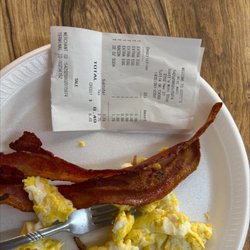 Scott's Mini Stop - 8.49 for this plate and a drink. The eggs were freshly made and the bacon was good. Disappointed in the amount of food for the price