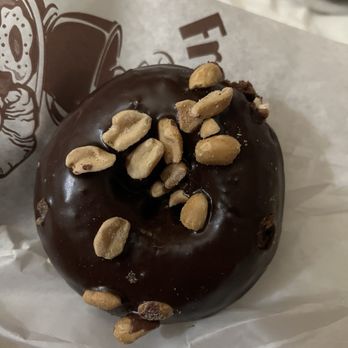 Broadway Donuts - Double chocolate doughnut with peanuts. April 2026. - Donuts Near Me - Sacramento, California Broadway Donuts - Double chocolate doughnut with peanuts. April 2026. - Donuts Near Me - Sacramento, California