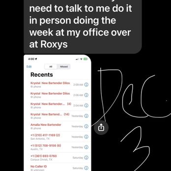 Roxy Sports Bar - He called me toxic in the employee group chat for trying to reach him. Then he called me immature for posting that status. - Sports Bars Near Me - San Antonio, Texas