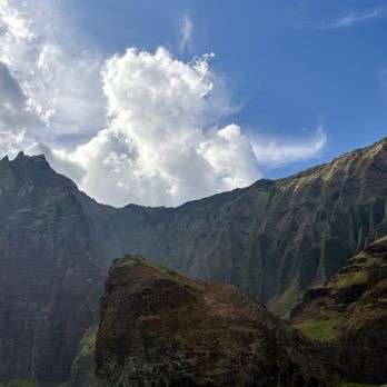 Na Pali Catamaran - Captains were great at spotting HIKERS way up on some of these cliffs.  Honked at them, and the hikers waved back.  Crazy. - Boat Charters Near Me - Hanalei, Hawaii