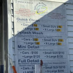 Splash-N-Dash Hand Car Wash - Prices