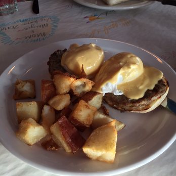 Santiago's Cafe - Eggs Benny. Sausage, poached egg and chipotle hollandaise sauce - Mexican Near Me - Victoria, British Columbia