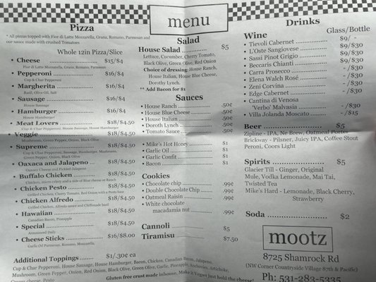 Menu photo 2 Mootz Omaha, NE