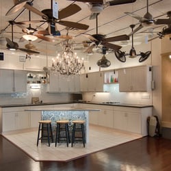 Idlewood Electric Supply - Idlewood Electric's Kitchen display showcasing various lighting options.
Our Ceiling Fan display features different finishes & styles.
